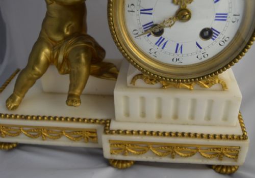 fig 1. French Gilt Ormolu Marble Mantel Clock 