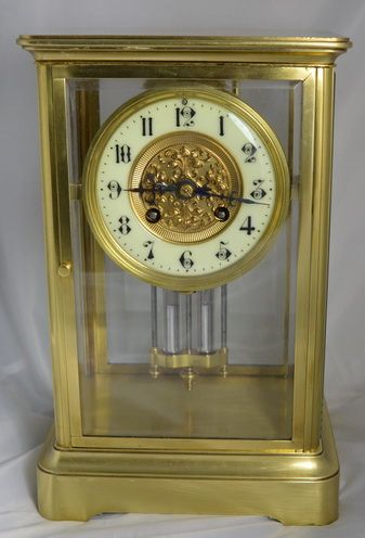 French Four Glass Mantel Clock
