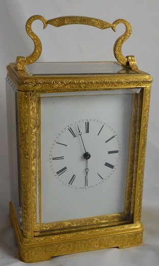 Finely Engraved Carriage Clock, Perrin a Paris