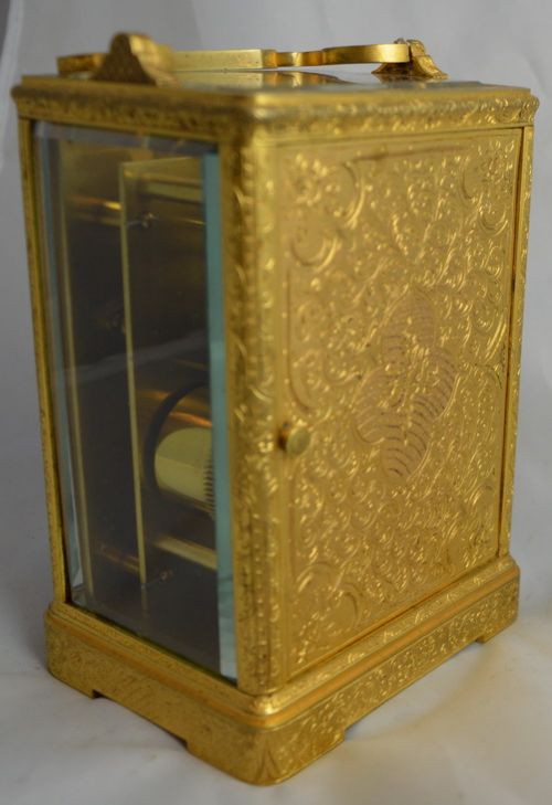fig 1. Finely Engraved Carriage Clock, Perrin a Paris