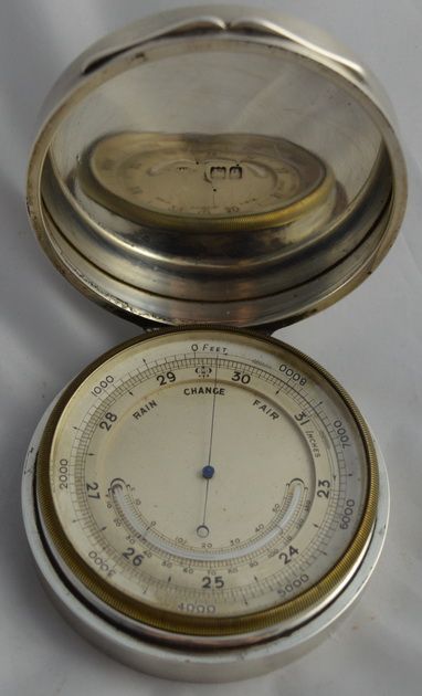 Silver Travelling Barometer, Asprey London