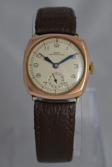 1944 London Hallmark Gents Cushion Case Wristwatch