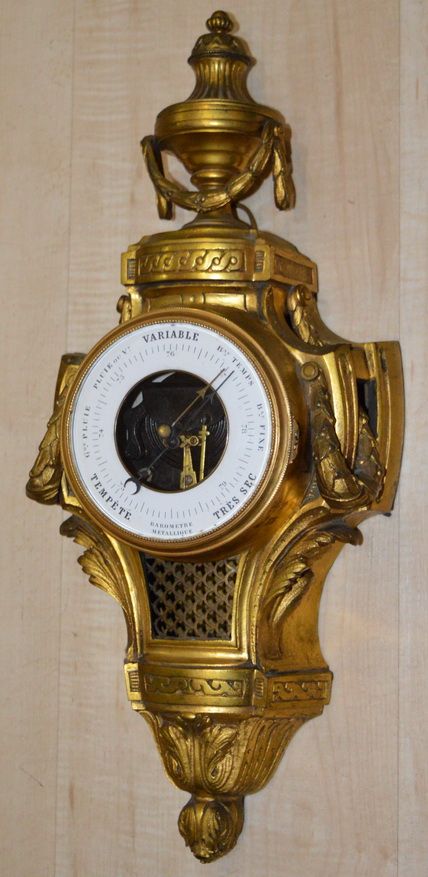French Gilt Bronze Wall Barometer