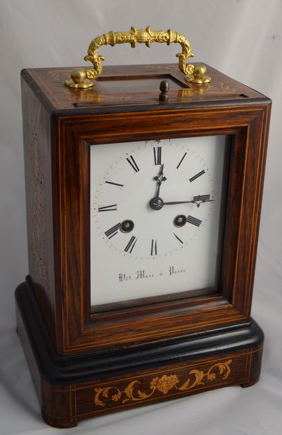 Henri Marc, Paris Marquetry Mantel Clock