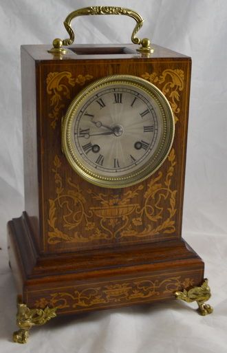 Marquetry Inlaid Mantel Clock Siffelt Paris.