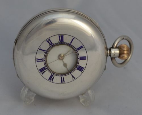Rotherams Silver Half Hunter Pocket Watch