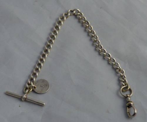 Victorian Graduated Link Silver Watch Chain