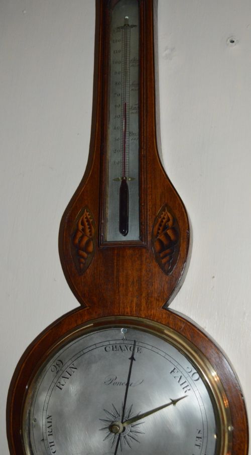 fig 1. Georgian Mercury Wheel Banjo Barometer by Poncia, Worcester
