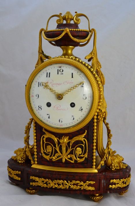 Rouge Marble Mantel Clock, Raingo Freres