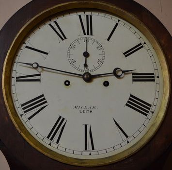 fig 1. Antique Scottish Drumhead Longcase Clock