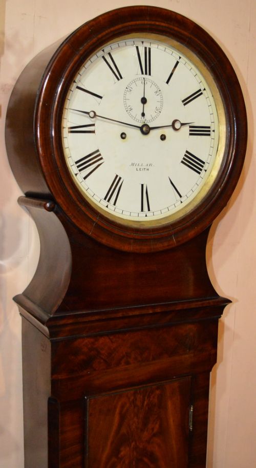 fig 2. Antique Scottish Drumhead Longcase Clock