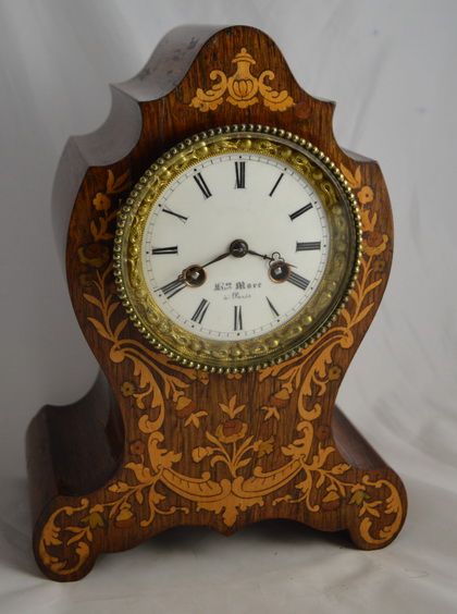 Henri Marc of Paris Marquetry Mantel Clock