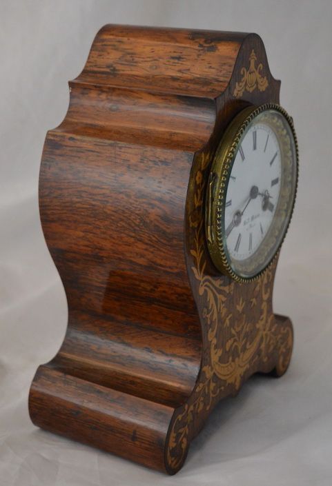 fig 1. Henri Marc of Paris Marquetry Mantel Clock