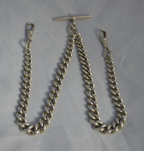 Silver Double Albert Watch Chain
