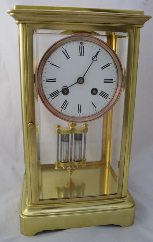 French Four Glass Mantel Clock by Japay Freres