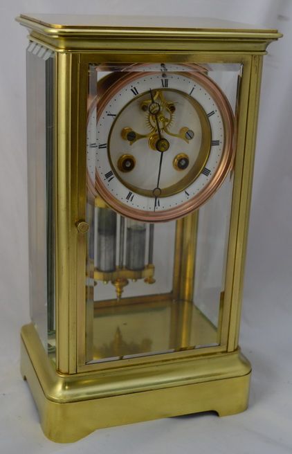 French Four Glass Mantel Clock