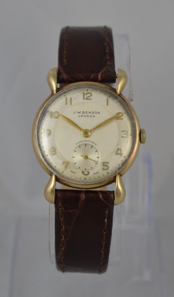 1949 Jw Benson 9k Gold Wristwatch