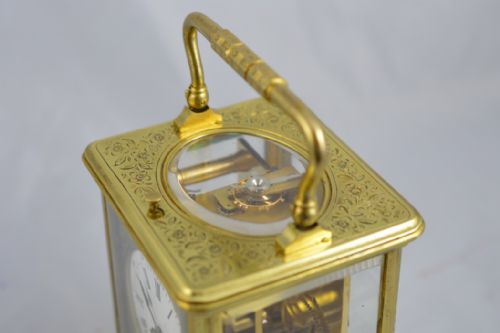 fig 1. French Engraved Case Striking and Repeating Carriage Clock