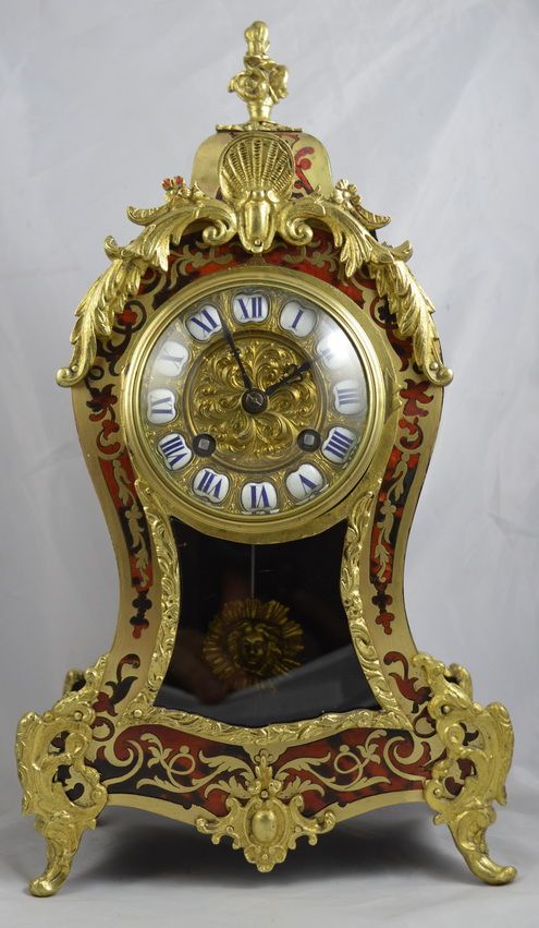 French Boulle Tortoiseshell Mantel Clock