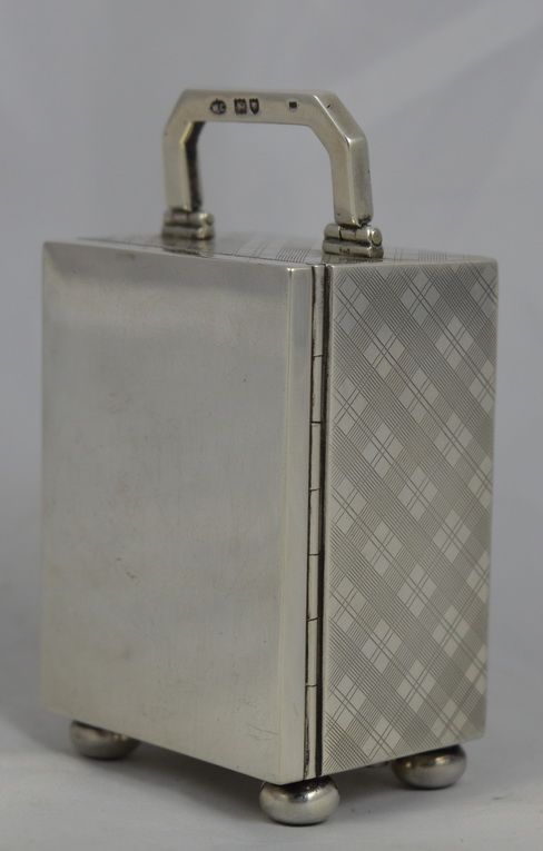 fig 1. William Comyns London 1909 small silver carriage clock