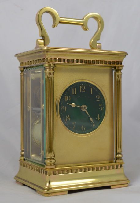 Rare Green Dial Striking Carriage Clock, Elkington London