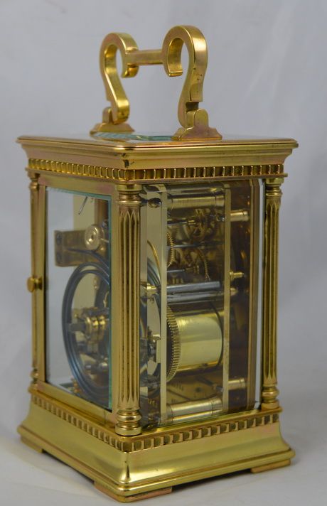 fig 1. Rare green dial striking carriage clock, Elkington London