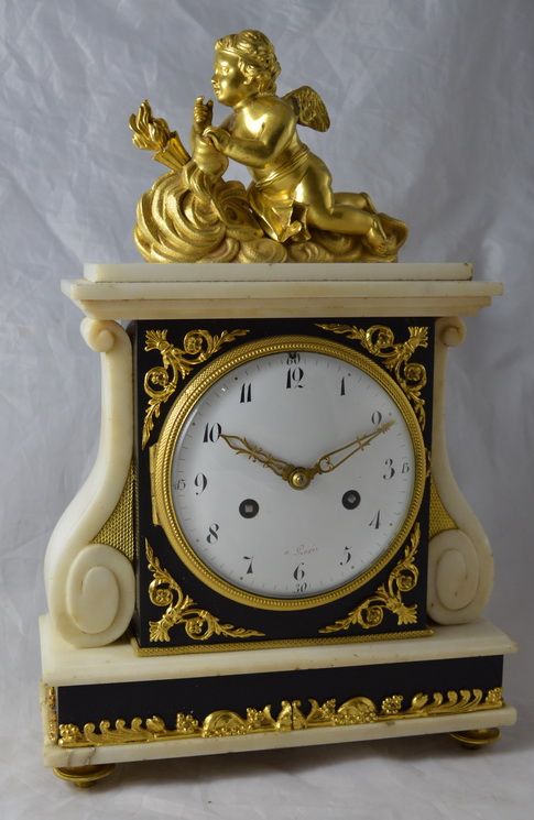 French Empire Period Ormolu and Marble Mantel Clock