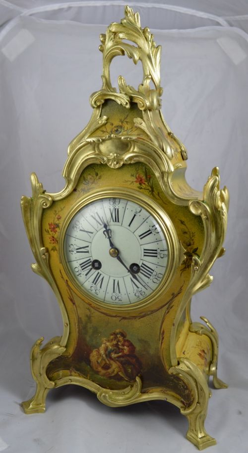 A French Vernis Martin Mantel Clock