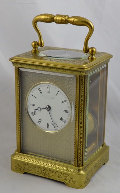 High Quality Engraved Cased Carriage Clock Elkington London