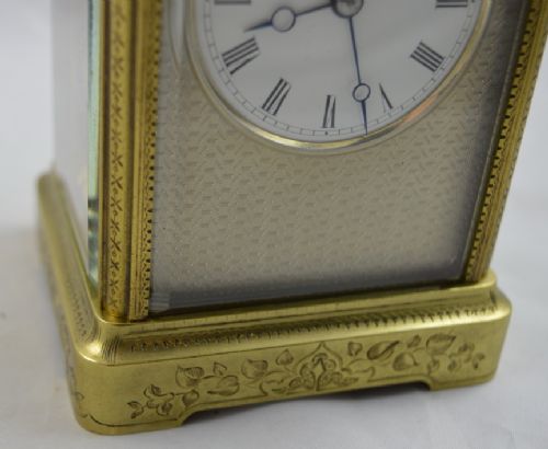 fig 1. High quality engraved cased carriage clock Elkington London