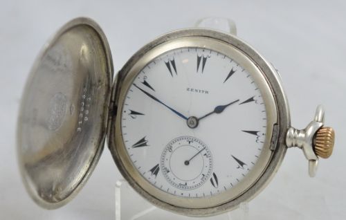 Zenith Full Hunter Silver Pocket Watch