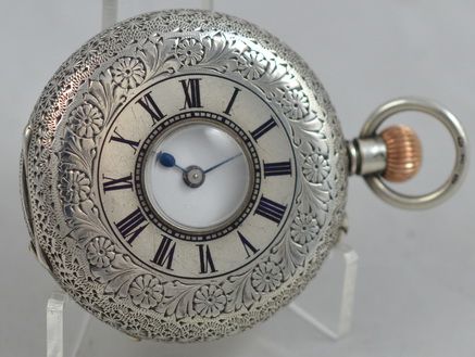 Swiss Silver Half Hunter Pocket Watch