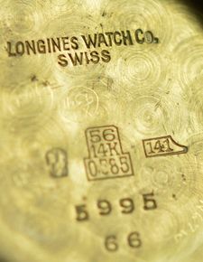 fig 1. 1948 Longines 14K 'Tank' Wristwatch