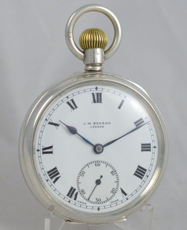 1937 Jw Benson, Silver Pocket Watch