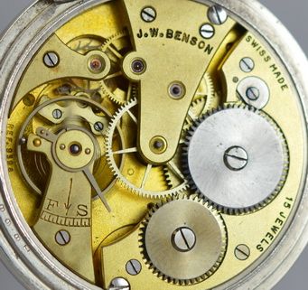 fig 1. 1937 JW Benson, Silver Pocket Watch