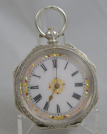 Octagonal Ladies Silver Pocket Watch