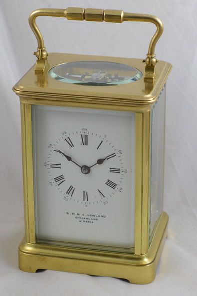 A Full Size Brass Carriage Clock Retailed by Gowland, Sunderland & Paris