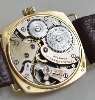 fig 1. 1928 9K Gold, Thomas Russel & Sons Wristwatch