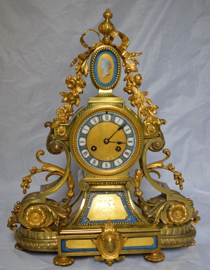 An Impressive French Mantel Clock with Porcelain Panels by Japay Freres