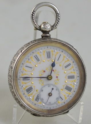 Decorative Silver Ladies Pocket Watch