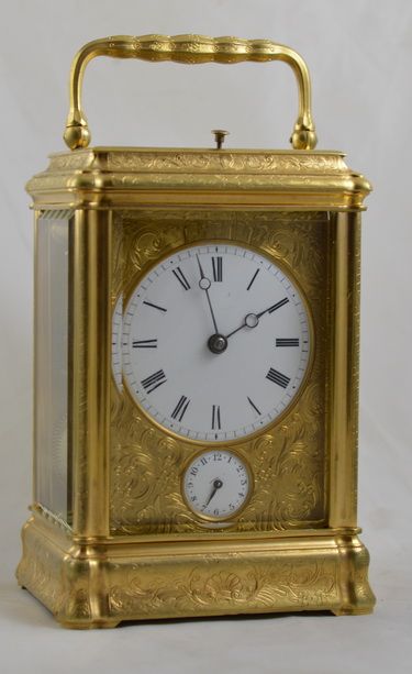 Fine Quality Gorge Cased Engraved Carriage Clock