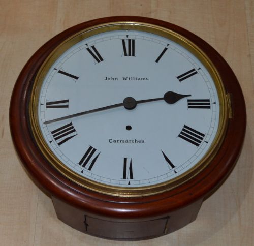 A Mahogany Dial Clock by J. Williams, Carmarthen