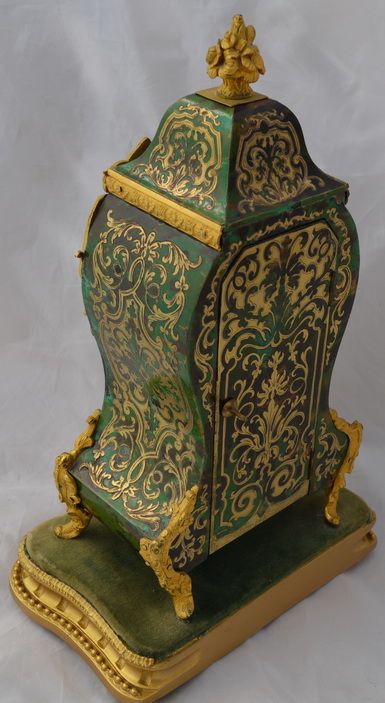 fig 1. French Green Boulle Tortoiseshell Mantel Clock