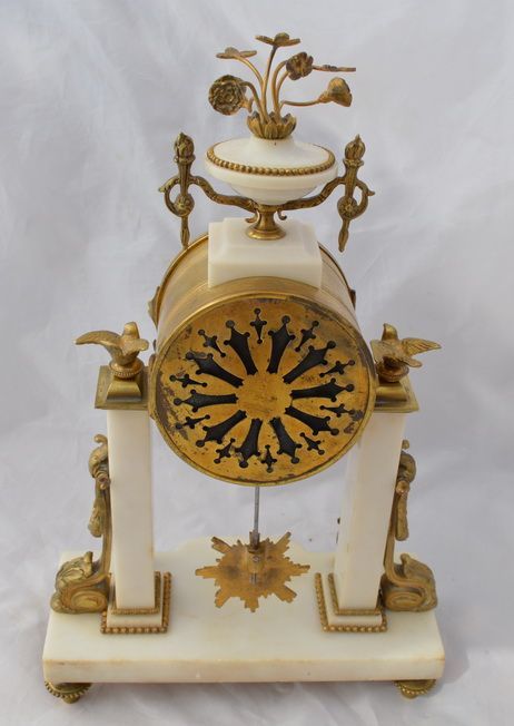 fig 1. French White Marble Mantel Clock, L Beche Le Mans