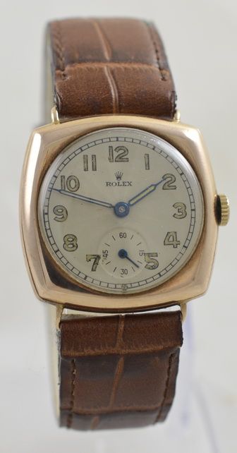 1923 Rolex 'Cushion Cased' 9k Gold Wristwatch