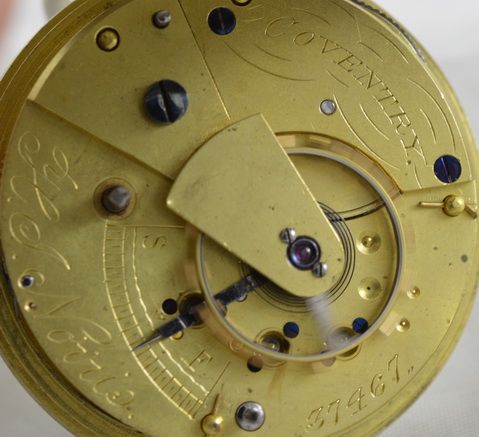 fig 1. 1886 H J Norris, Coventry Silver English Fusee Pocket Watch 