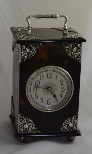 French Silver and Tortoishell Striking Carriage Clock