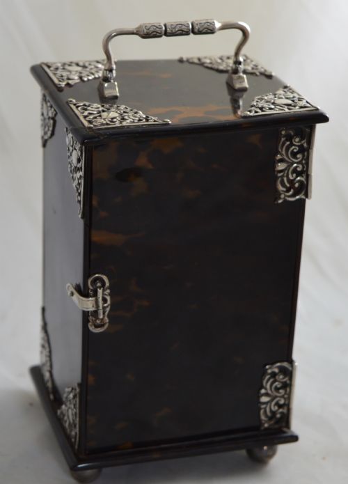 fig 1. French Silver and tortoishell striking carriage clock