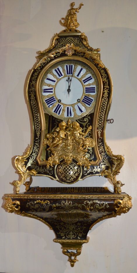Martinot of Paris, an 18th Century Large Boulle Clock on Original Wall Bracket