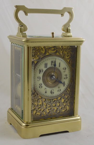 Repeating and Striking Carriage Clock Gilt Dial Foliage Rococo Masking